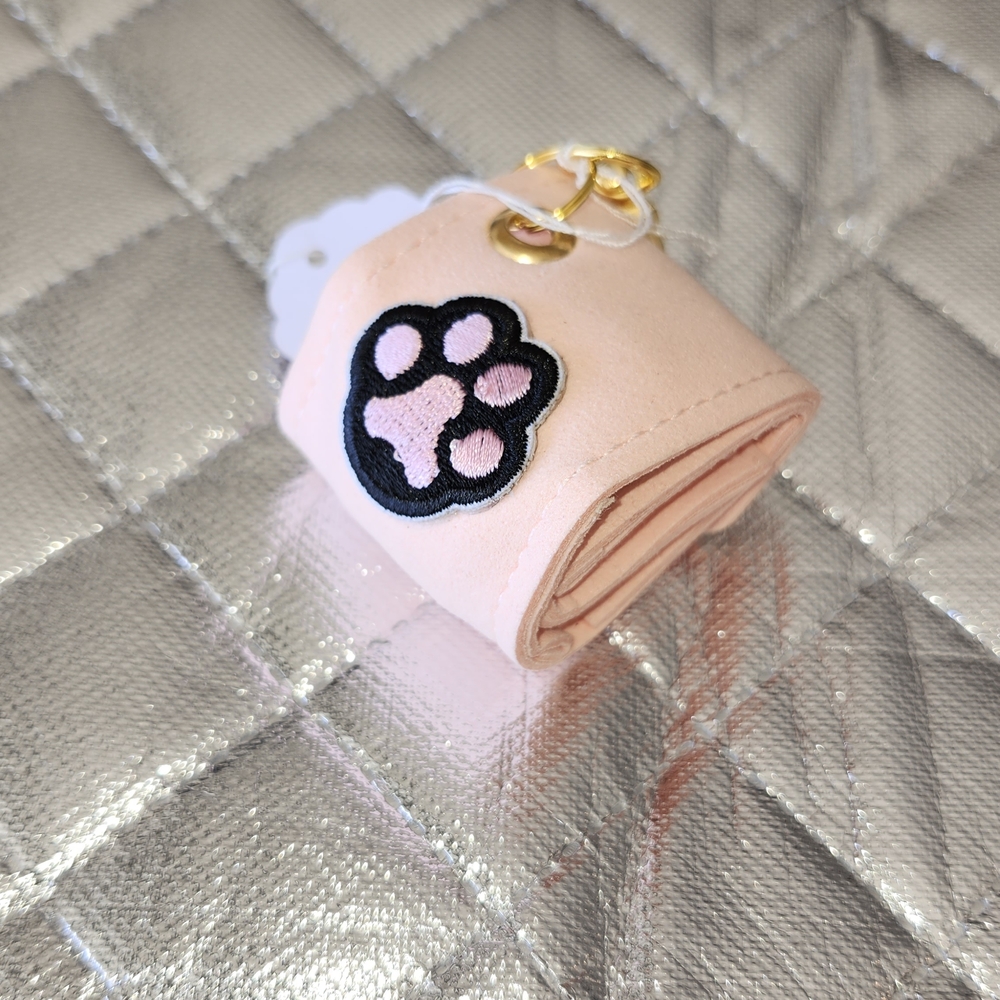 Hand Crafted Pink Paw Print Poopie Bags Holder Keychain